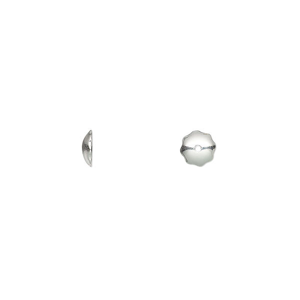 Bead cap, sterling silver, 5x1.5mm round, fits 4-6mm bead. Sold per pkg of 10. image number 0