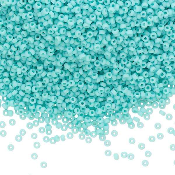 Seed bead, Miyuki, glass, pkg/250g, #15 rocaille, opaque matte sea opal, (RR-412L/F). image number 0