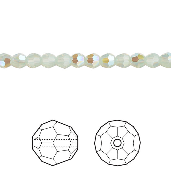Bead 12pk chrysolite opal shimmer, Crystal Passions® 4mm round 5000 image number 0
