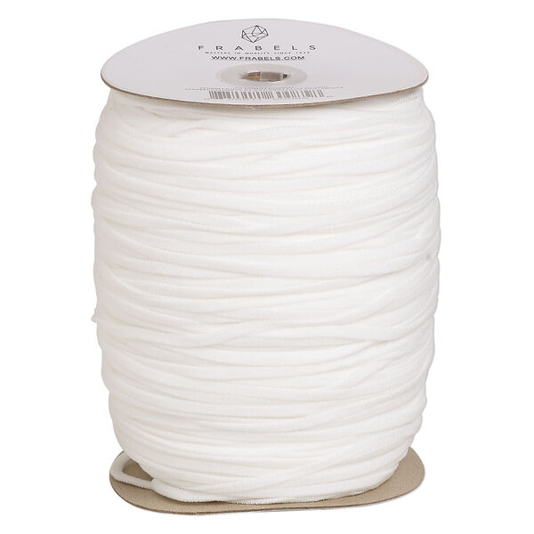 Cord, elastic, white, 4mm flat, 40-pound test. Sold per 250-meter spool. image number 0