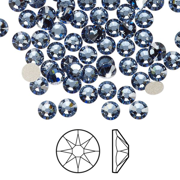 Flat back 1440pk denim blue foil back, Swarovski® 4.6-4.8mm rose round SS20 2088 image number 0