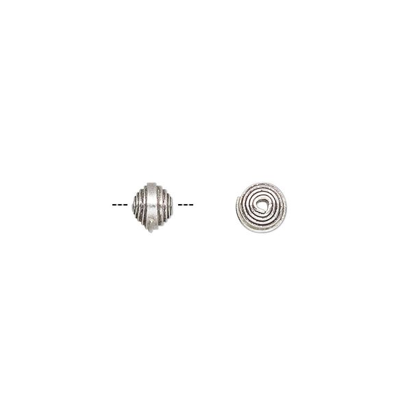 Bead, Hill Tribes, antiqued sterling silver, 6x5mm fancy rondelle. Sold per pkg of 2. image number 0