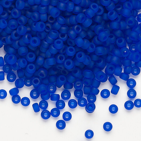Seed bead, Miyuki, glass, pkg/50g, #8 rocaille, translucent matte cobalt (RR-151F). image number 0