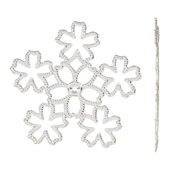 Component, silver-finished steel, 33x32mm single-sided flower. Sold per pkg of 10. image number 0