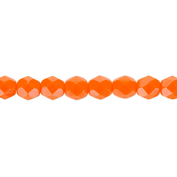 Bead, Czech fire-polished glass, opaque orange, 6mm faceted round. Sold per pkg of 1,200 (1 mass). image number 0