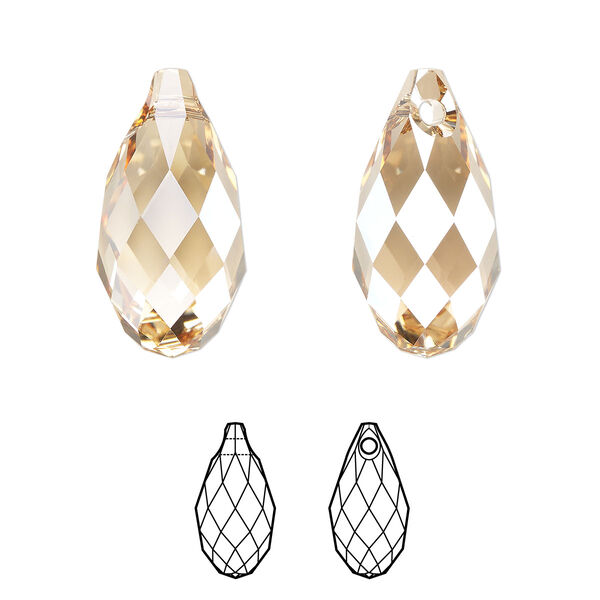 Briolette 1pk crystal golden shadow, Crystal Passions® 21x10.5mm pendant drop 6010 image number 0