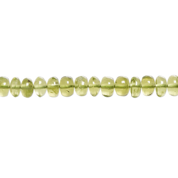 Peridot 1pkg1, hand-cut rondelle bead natural 15.5-16 inch graduated 4x2mm-7x4mm image number 0