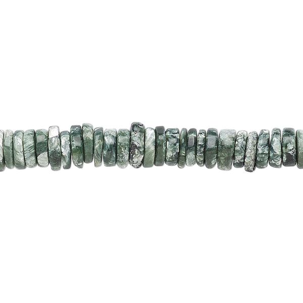 Seraphinite 1pkg1, hand-cut rondelle bead natural 8 inch 4x1mm-5x2mm image number 0