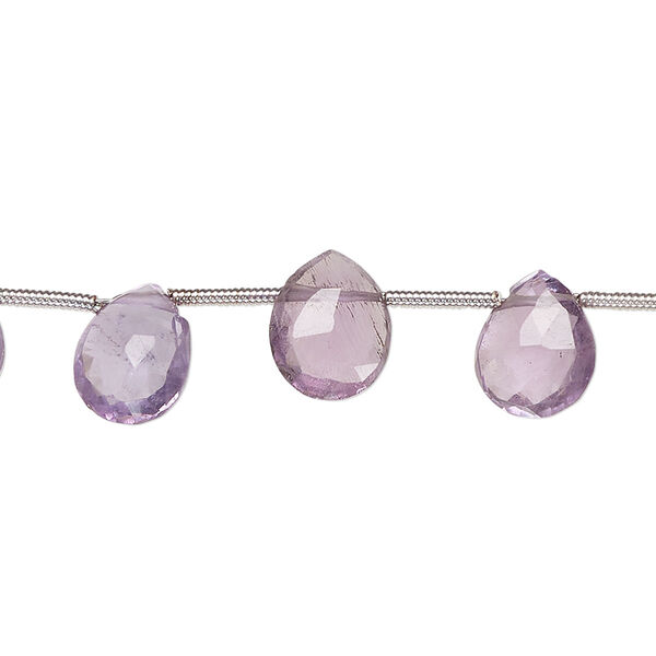 Amethyst 1pkg15, hand-cut top-drilled faceted puffed teardrop bead natural 8x7mm-11x8mm image number 0