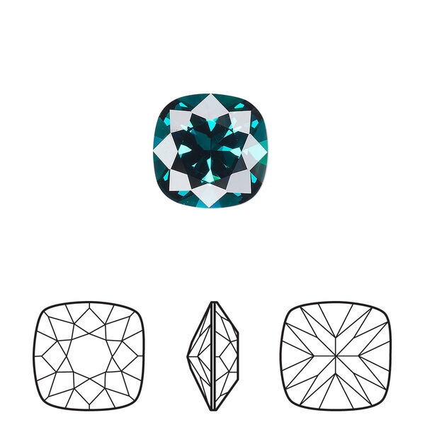 Fancy stone 1pk emerald foil back, Crystal Passions® 12mm cushion 4470 image number 0
