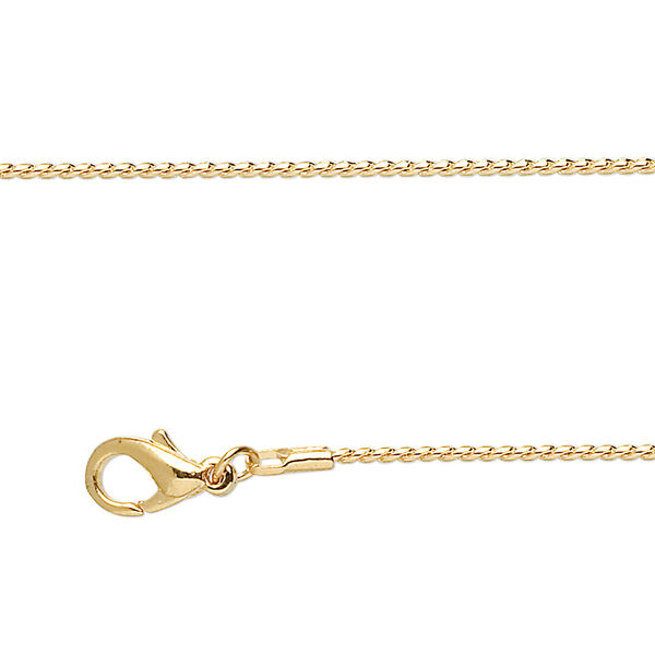 Chain, gold-finished brass, 0.9mm twisted cable, 18 inches with 1-inch extender chain and lobster claw clasp. Sold per pkg of 4. image number 0