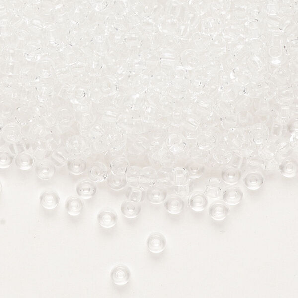 Seed bead, Miyuki, glass, pkg/250g, #8 rocaille, transparent crystal clear, (RR-131). image number 0