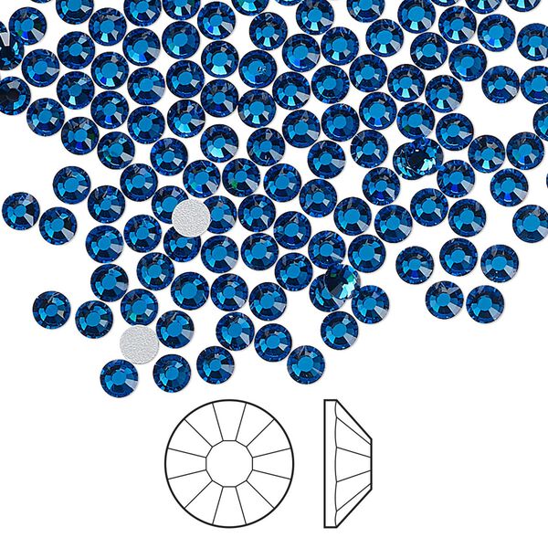 Flat back 1440pk Capri blue foil back, Preciosa Viva 12® Czech crystal rhinestone 3-3.2mm chaton rose round SS12 image number 0