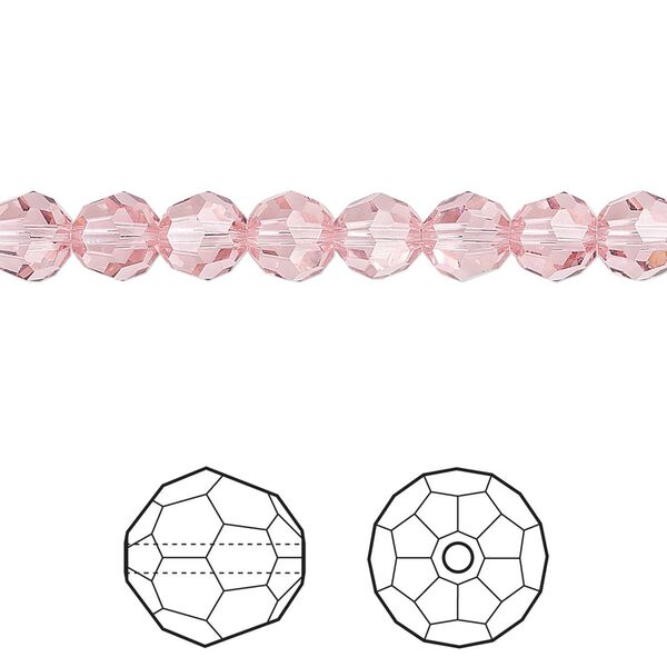 Bead 144pk light rose, Crystal Passions® 6mm round 5000 image number 0