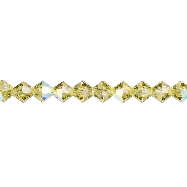 Bead 144pk acid yellow AB, Preciosa Czech crystal 5mm bicone image number 0