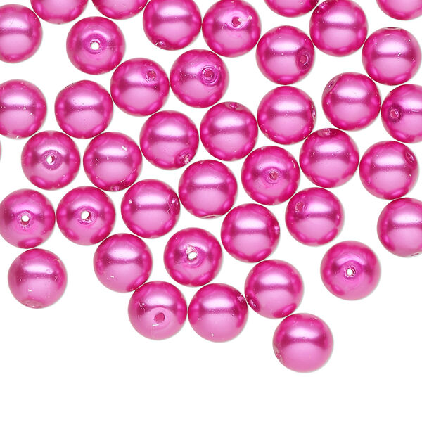 Czech glass 1pkg60, round druk bead pearl-coated fuchsia 6mm image number 0
