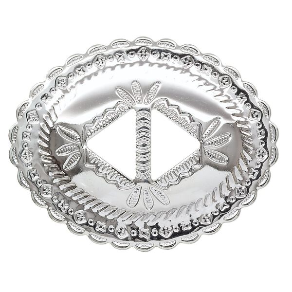 Slide, silver-plated steel, 3x2-1/4 inch oval. Sold per pkg of 4. image number 0