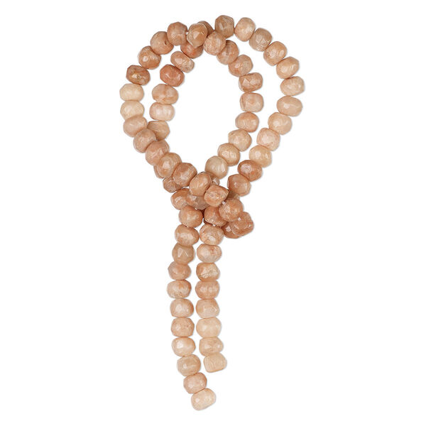 Sunstone 1pkg1, hand-cut tumbled faceted rondelle bead natural 14 inch 6x4mm-7x6mm image number 0