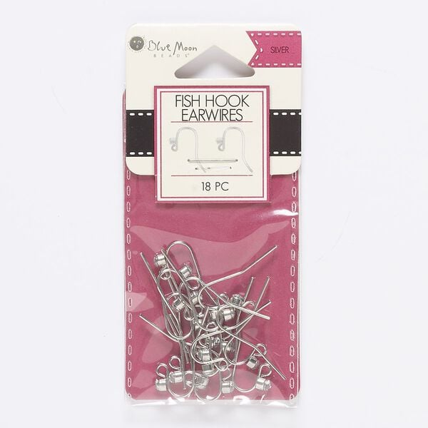 Ear wire fishhook 1pkg18, 24mm / 3mm faceted round / open loop, 21 gauge silver-finished steel / acrylic clear 9 pair image number 0