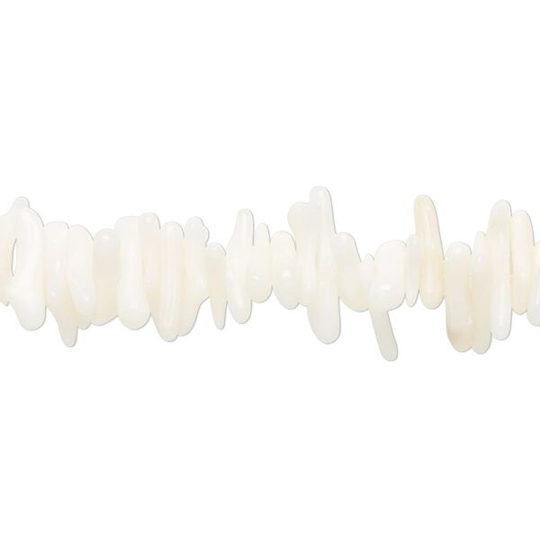 Bead, coral (bleached), white, 5x1mm-15x3mm cupolini, Mohs hardness 3-1/2 to 4. Sold per 16-inch strand. image number 0