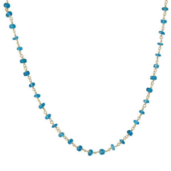 Necklace, teal apatite (natural) and gold-finished sterling silver, 3.5-4mm hand-cut faceted rondelle, 18 inches with S-hook clasp. Sold individually. image number 0