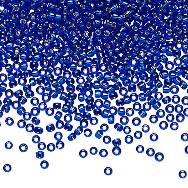 Seed bead, TOHO BEADS®, glass, pkg/250g, #11 round, transparent silver-lined cobalt (TR-11-28). image number 0