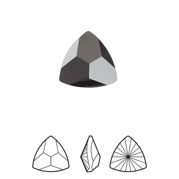 Fancy stone 1pk jet, Crystal Passions® 14.3x14mm prismatic triangle 4799 image number 0