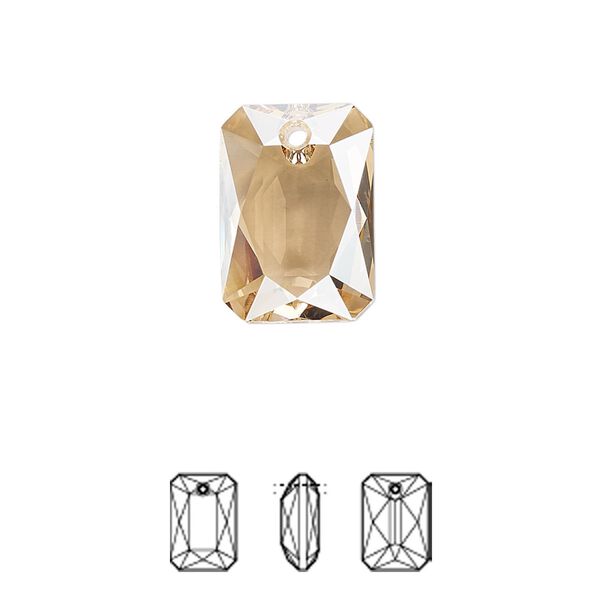 Drop 24pk crystal golden shadow, Swarovski® 16x11.5mm pendant emerald cut 6435 image number 0