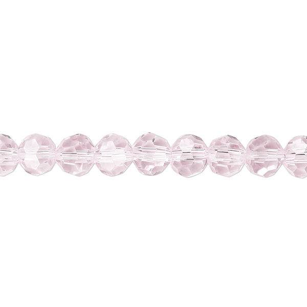 Bead 1pk 32 facets transparent pink, Celestial Crystal® 6mm round 15.5-16 inch image number 0