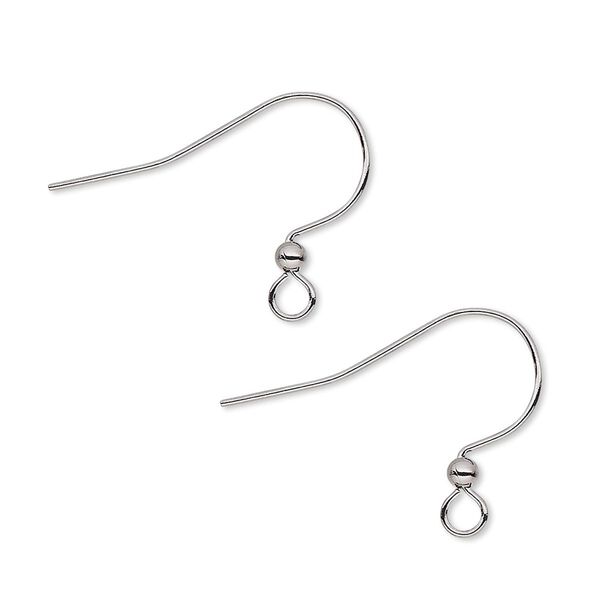 Ear wire fishhook 1pkg500 gunmetal-plated, 17mm / 2.5mm ball / open loop, 22 gauge brass 250 pair image number 0