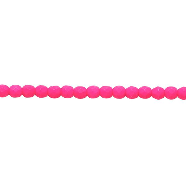 Bead, Preciosa, Czech painted fire-polished glass, matte neon pink, 3mm faceted round. Sold per 8-inch strand, approximately 65 beads. image number 0
