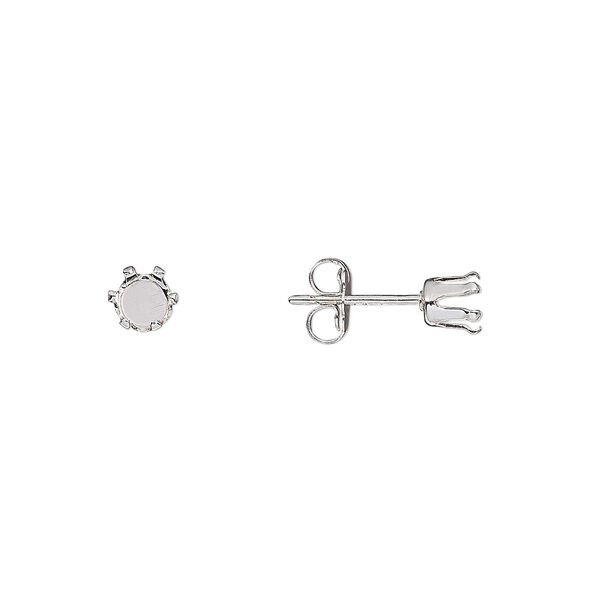 Earstud, Snap-Tite®, sterling silver, 4mm 6-prong round setting. Sold per pkg of 2 pairs. image number 0