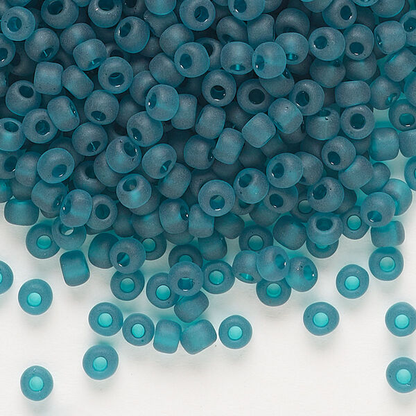 Seed bead, Dyna-Mites™, glass, transparent matte teal, #6 round. Sold per 1/2 kilogram pkg. image number 0
