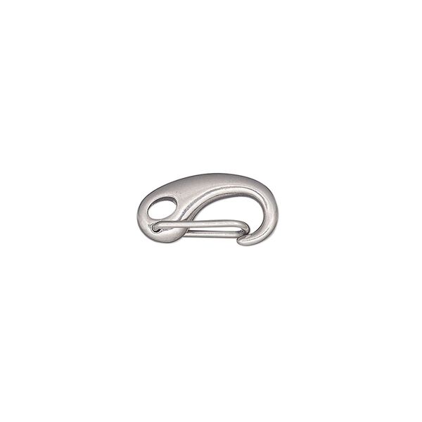 Clasp, self-closing hook, stainless steel, 15x8mm. Sold per pkg of 10. image number 0