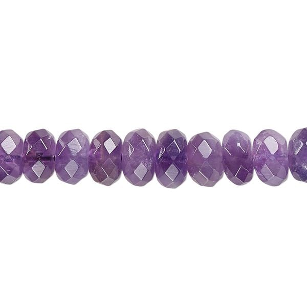 Amethyst 1pkg1, faceted rondelle bead natural 15.5-16 inch 7x4mm-8x5mm image number 0