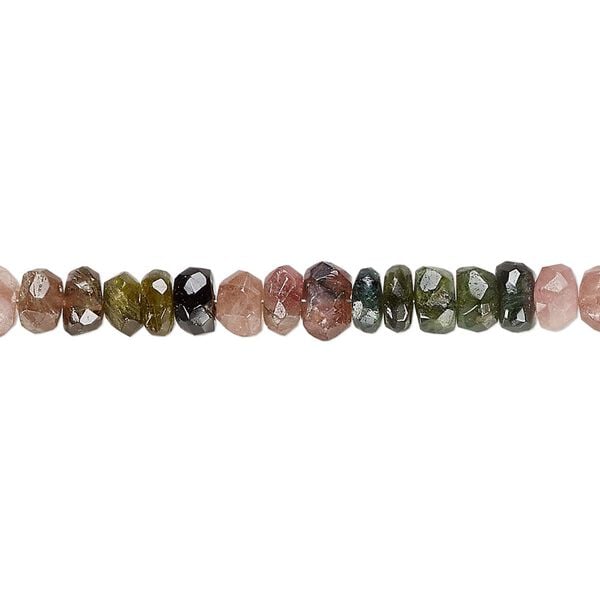Multi-tourmaline 1pkg1, hand-cut faceted rondelle bead natural 6 inch 4x1mm-6x4mm image number 0