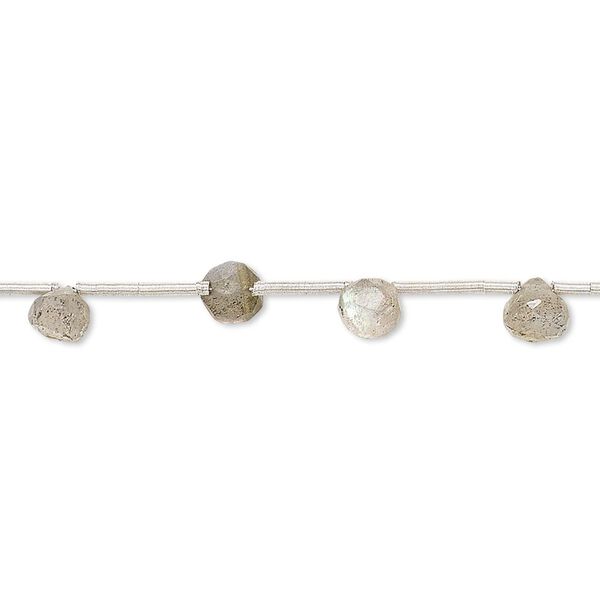 Labradorite 1pkg16, hand-cut top-drilled faceted teardrop bead natural 4x4mm-7x6mm image number 0