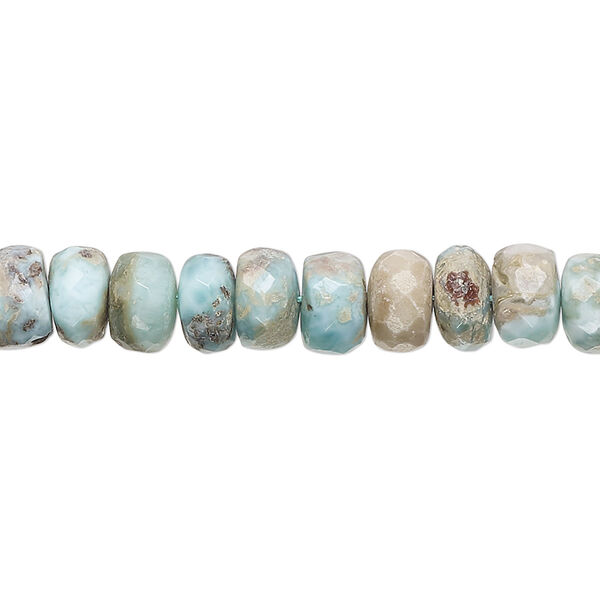 Larimar 1pkg1, hand-cut faceted rondelle bead natural 13 inch 6x3mm-8x5mm image number 0