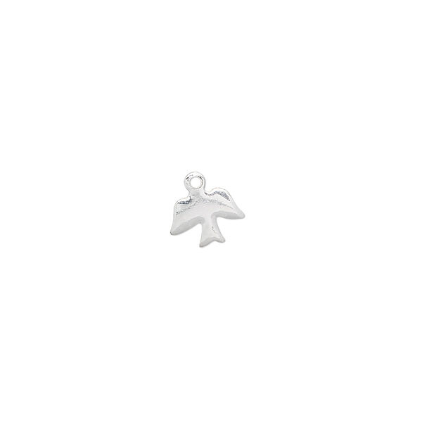 Charm, sterling silver, 8x6mm smooth flying bird. Sold per pkg of 20. image number 0