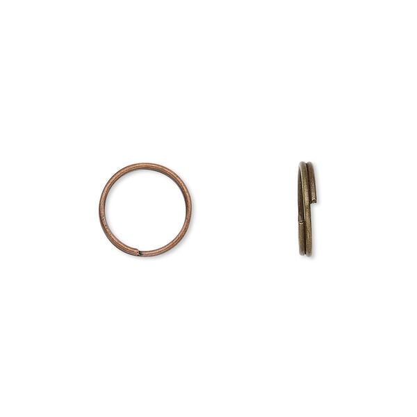 Split ring, antique copper-finished steel, 10mm round with 8.5mm inside diameter. Sold per pkg of 1,000. image number 0