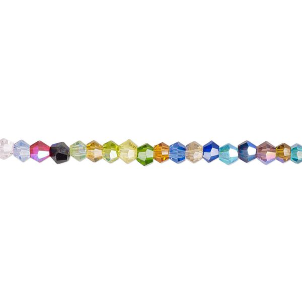 Bead 1pk 16 facets opaque to transparent AB mixed colors, Celestial Crystal® 3mm bicone 15.5-16 inch image number 0