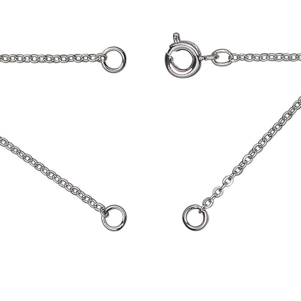 Necklace, silver-plated brass, 1.4mm cable, 18 inches in (2) 9" segments with (2) 3.5mm soldered jump rings and springing clasp. Sold Individually. image number 0
