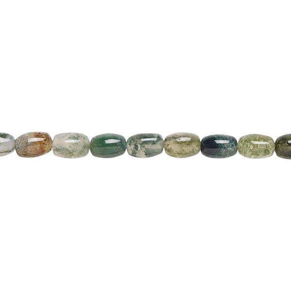 Moss agate 1pkg1, oval bead natural 15.5-16 inch 6x4mm image number 0