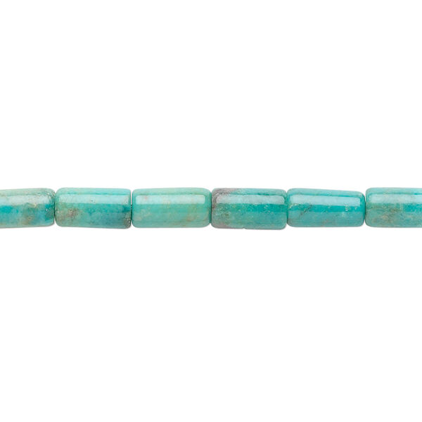 Bead, turquoise (dyed / stabilized), 8x5mm round tube, C grade, Mohs hardness 5 to 6. Sold per 15" to 16" strand. image number 0
