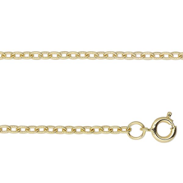Chain, gold-finished steel, 2mm textured cable, 24 inches with springring clasp. Sold individually. image number 0