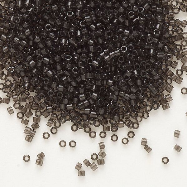 Seed bead, Delica®, glass, pkg/50g, #11 round, transparent outside dyed charcoal (DB-1319). image number 0