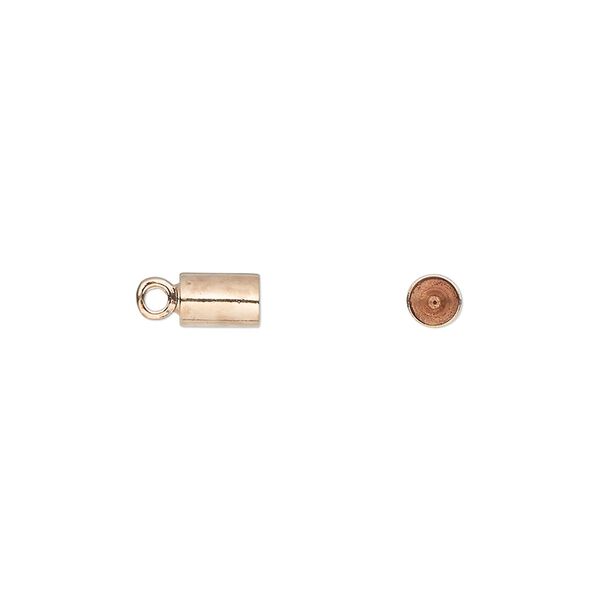 Cord end, glue-in, copper-plated brass, 6x4mm, approximately 3.5mm inside diameter. Sold per pkg of 20. image number 0