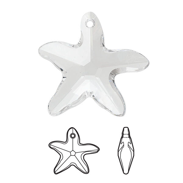 Focal 1pk crystal, Crystal Passions® 30x28mm pendant starfish 6721 image number 0