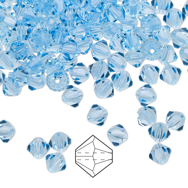 Bead 144pk aquamarine, Preciosa Czech crystal 5mm bicone image number 0