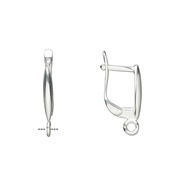 Ear wire leverback 1pkg2 sterling silver, 16.5mm square / shield / open loop, 1 pair image number 0